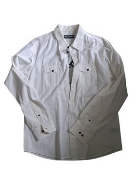 KENNETH COLE UNLISTED white cotton blend shirt button front chest pockets SZ LG